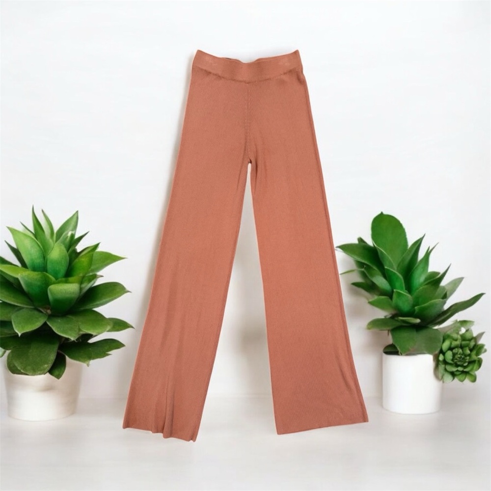 Zara NWT Ribbed Wide Leg Pants Small